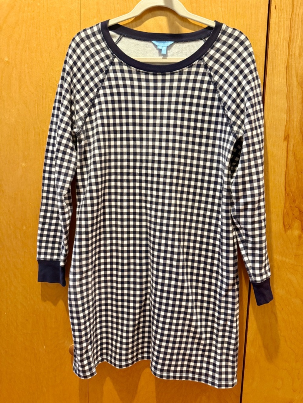 NWOT Draper James Gingham Long Sleeve Tunic Dress in Navy and White Size M